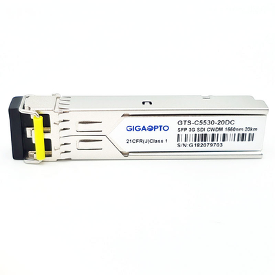 Moduł nadawczo-odbiorczy 3G SDI HD CWDM SFP 1270 ~ 1610nm Kanał 20KM LC DOM MSA Pin-Out